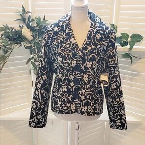 LUII EMBROIDERED FLORAL BLACK / BEIGE BLAZER SIZE LARGE